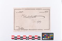 Etikett zu Keramikgefäß (NHMW-PRAE-002352)